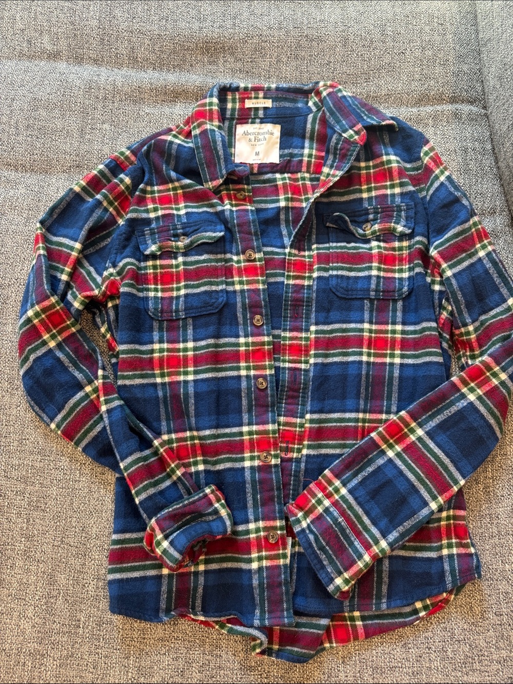 Abercrombie & Fitch Blue, Red & Green Flannel